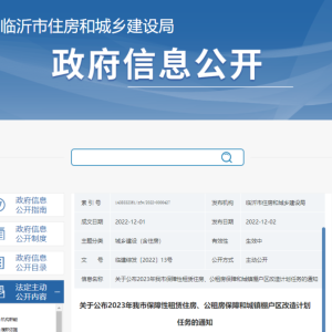 2023年临沂棚户区改造项目清单